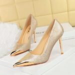 BIGTREE SHOES 9318-10 National Style Women's Shoes High Heels Silk Stiletto Low-Cut Metal Pointed Toe Satin Banquet High Heel Pumps Women - Image 3