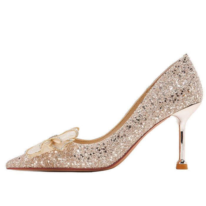 D888-51 Pointed High Heels Women's Stiletto Heel 2022 Spring New High Heels Xiuhe Main Wedding Dress Not Tired Feet Single - Image 5