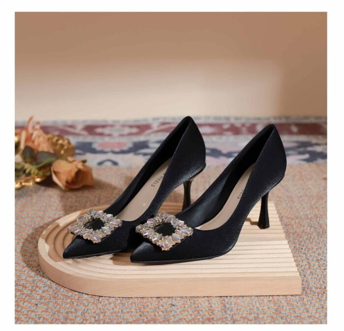899-101 High Heels Women Houndstooth Pointed Toe Low-Cut Shoes Large and Small Size 32-Size 40 - Image 10