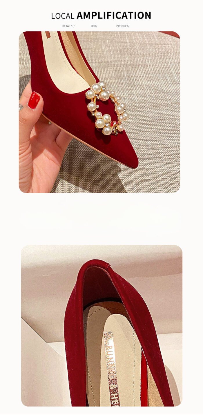 Runnig heels Runnig heels 878-23 Wedding Shoes Wedding Dress Red High Heels Women New Single Layer Shoes - Image 7