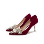 C888-12 Red Wedding Shoes Bridal Shoes Women's 2022 Spring New High Heels Xiuhe Main Wedding Dress Not Tired Feet Single - Image 5