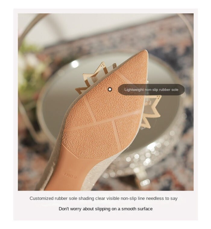 5118-51 Pointed Toe Chunky Heel Shoes Women's Chunky Heel High Sense Xiuhe Wedding Dress Annual Meeting Pumps - Image 9
