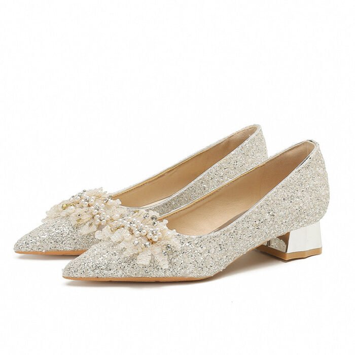 3119-7 French Wedding Shoes Bridal Women's Shoes Xiuhe Main Wedding Bridesmaid Shoes Crystal High Heels - Image 7