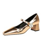 BIGTREE SHOES 5288-k87 European and American Style Retro Banquet Women's Shoes Mid Heel Chunky Heel Low-Cut Square Toe Strap Rhinestone Buckle Pumps Women - Image 5