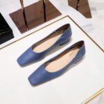 792-1 Korean Style Casual Ol Commuter Retro Fashion Flat Heel Women's Shoes Versatile Small Square Toe Two-Way Soft Leather Loafers