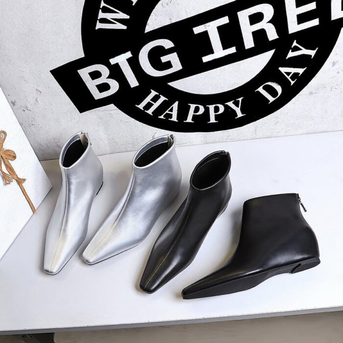 Bigtree Shoes 6632-8 European and American Retro Simplicity All-Matching Women's Boots Wedge Hidden Heel Mid Heel Slim Ankle Boots Ankle Boots - Image 3