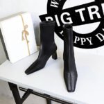 BIGTREE SHOES 375-5 Retro European American Style Simple and Thin Women's Short Boots Skinny Boots Chunky Heel High Heel Square Head Winter Boots