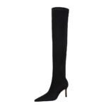BIG TREE SHOES 315-a6 European and American Style Winter Fashion Simple Stiletto Heel Pointed Toe Slender Slimming Pedicure Suede over-the-Knee Boots - Image 5