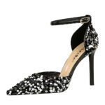 Bigtree shoes 9868-1 high heels hollow strap hollow-out women's shoes stiletto heel shallow mouth pointed toe sparkle sequins sandals - Image 5