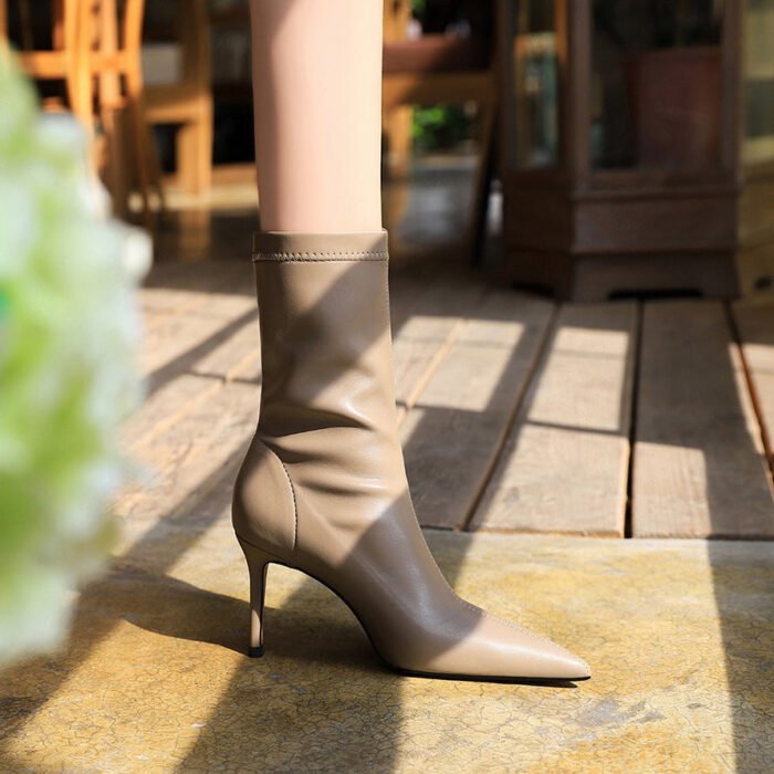 BIG TREE SHOES 315-a12 European and American Style Fashion Simple Stiletto Heel Shallow Mouth Pointed Toe Sexy Nightclubs Thinner Ankle Boots Female Boots - Image 3