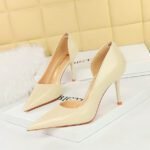 Bigtree Shoes 8238-2 European and American Style Banquet High Heels Women's Shoes Stiletto Heel Shallow Mouth Pointed Toe Side Hollow Snake Pattern Retro Shoes - Image 4