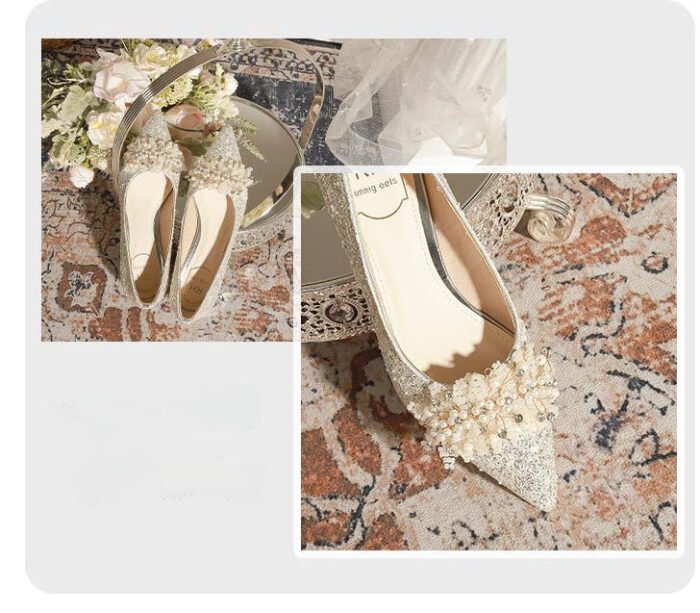 3119-7 French Wedding Shoes Bridal Women's Shoes Xiuhe Main Wedding Bridesmaid Shoes Crystal High Heels - Image 8