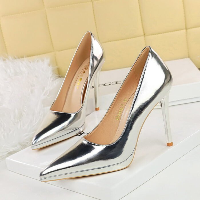 BIGTREE SHOES 3255-7 European and American Style Banquet High Heels Stiletto Heel Platform Low-Cut Pointed-Toe Shoes Women's Shoes High Heels - Image 1
