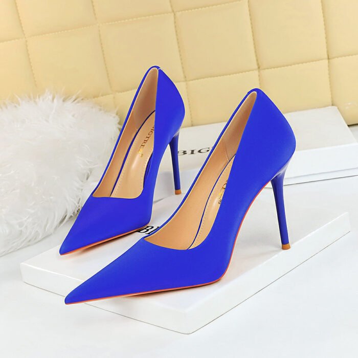 BIG TREE Shoes 3265-1 Korean Style Fashionable Simple Pedicure Slimming Ultra-High Heel Stiletto Low-Cut Pointed High Heel Shoes Women's Thin Shoes - Image 3