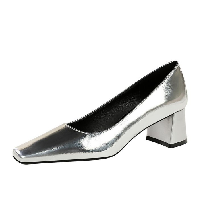 BIGTREE SHOES 5288-9 Retro European American Style Women's Shoes Mid Heel Chunky Heel Square Toe Shallow Mouth Pedicure Versatile Banquet Spring and Autumn Single-Layer Shoes - Image 5