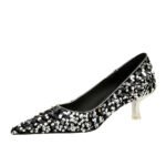 Bigtree shoes 237-21 Korean style new fashion temperament banquet sparkle sequins women's shoes mid-heel low-cut pointed shiny crystal pumps - Image 5