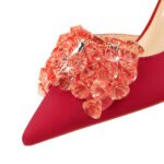 BIGTREE SHOES 3226-Ah27 Banquet European and American Style Women's Shoes Stiletto Heel Shallow Mouth Pointed Toe Side Hollow Rhinestone Bow Pumps - Image 4