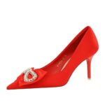 BIGTREE SHOES 18249-Ah28 Banquet Women's Shoes High Heels Stiletto Satin Shallow Mouth Pointed Toe Rhinestone Pearl Bow Pumps Women - Image 5