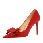 BIGTREE SHOES 3265-h2 Korean Style Fashion Skinny High Heels Stiletto Satin Shallow Mouth Pointed-Toe Bowknot Pumps High Heel Women's Shoes - Image 5