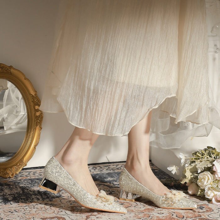 3119-105 French Wedding Shoes Bridal Women's Shoes Xiuhe Main Wedding Dress Bridesmaid Shoes High-Grade Crystal High Heels Annual Meeting - Image 3
