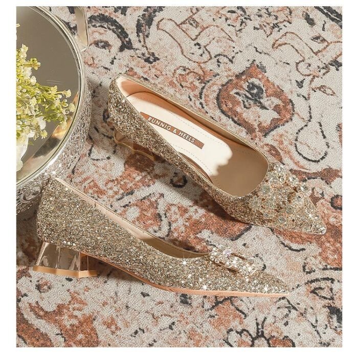 3119-5 French Wedding Shoes Bridal Women's Shoes Xiuhe Main Wedding Dress Bridesmaid Shoes High-Grade Crystal High Heels Annual Meeting - Image 1