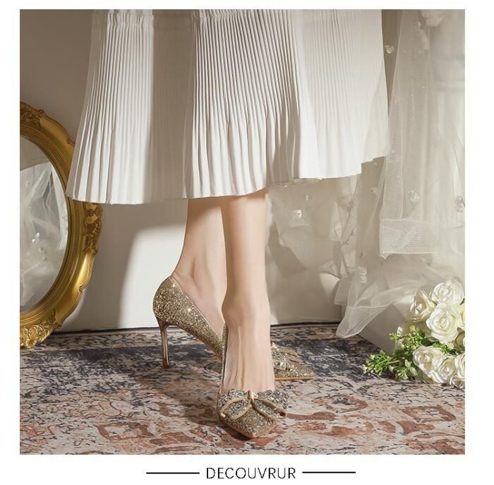 829-145 Pointed High Heel Shoes Women's Stiletto Heel New Wedding Shoes Bridal Shoes Crystal Shoes 32-43 - Image 8