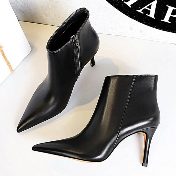 7286-1Winter boots, leather boots, stiletto shoes, women's-Bigtree shoes - Image 5