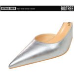 1363-A2 Korean fashion slim banquet fine heel high heel shallow pointed side hollow patent leather women's shoes single shoes high - Image 31