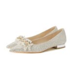 229-7 French Pointed Flat Low Heel High-Grade Wedding Shoes Bridesmaid Shoes Wedding Dress Two-Way Wear - Image 6