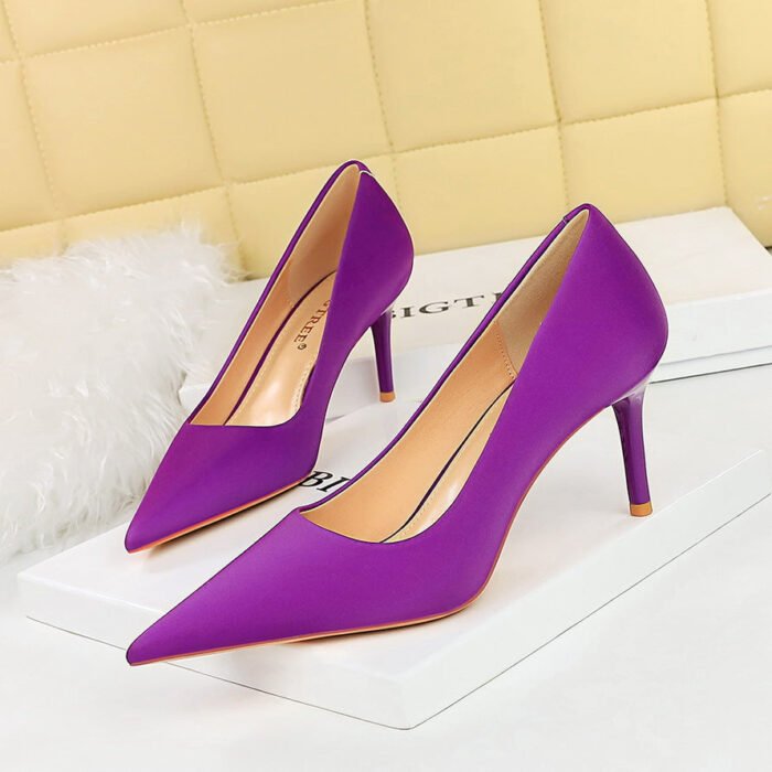 BIGTREE SHOES 3265-a1 European and American Style Fashion Simple Stiletto Heel Shallow Mouth Pointed Toe All-Matching Commuter High Heels Women's Thin Shoes - Image 2