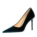 Bigtree Shoes 3739-5 European and American Fashion Minimalist Thick Suede Banquet High Heels Women's Shoes Stiletto Heel Low-Cut Pointed-Toe Shoes - Image 5