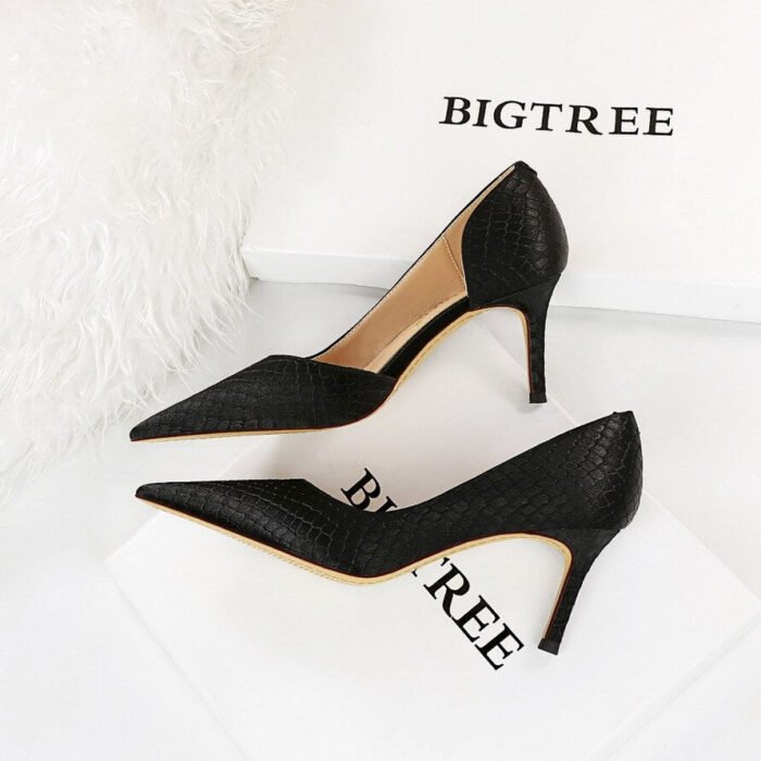 3165-A1Snake women's high heels green high heels sexy pointed non-slip women's shoes stripe-Bigtree shoes - Image 4