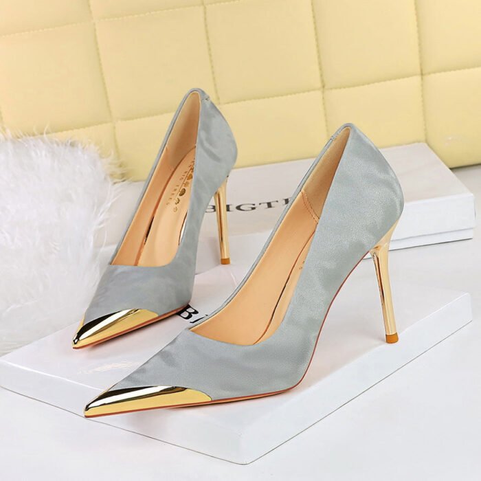 BIGTREE SHOES 3739-19 National Style Women's Shoes High Heels Stiletto Very Metal Pointed Toe Tilta Shallow Mouth Banquet Women's Shoes Pumps - Image 3