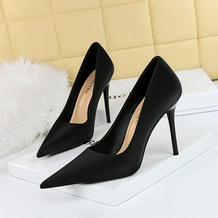 BIG TREE Shoes 3265-1 Korean Style Fashionable Simple Pedicure Slimming Ultra-High Heel Stiletto Low-Cut Pointed High Heel Shoes Women's Thin Shoes - Image 4