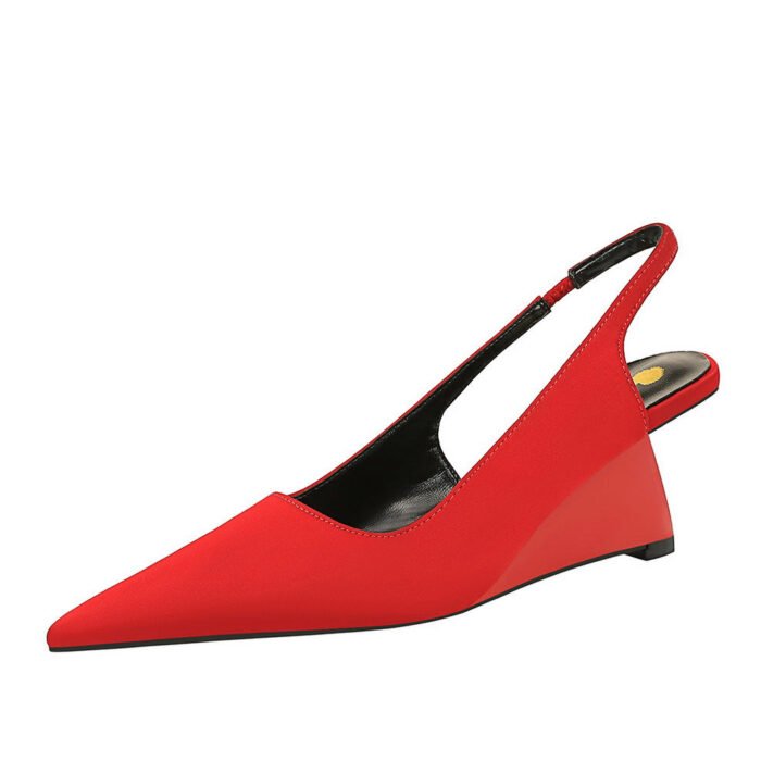 BIG TREE SHOES 1097-2 Korean Fashion Simple High Heel Wedge Shallow Mouth Pointed-Toe Hollowed Back Strap Banquet Women's Shoes High Heels - Image 5