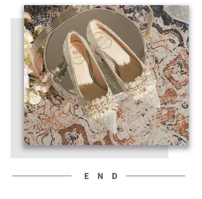 3119-7 French Wedding Shoes Bridal Women's Shoes Xiuhe Main Wedding Bridesmaid Shoes Crystal High Heels - Image 4