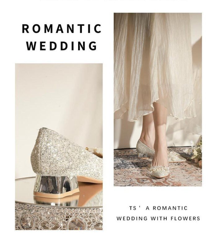3119-7 French Wedding Shoes Bridal Women's Shoes Xiuhe Main Wedding Bridesmaid Shoes Crystal High Heels - Image 9