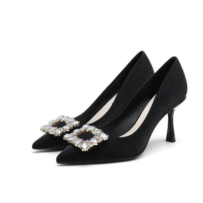 899-101 High Heels Women Houndstooth Pointed Toe Low-Cut Shoes Large and Small Size 32-Size 40 - Image 6