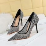 BIG TREE SHOES 1963-3 European and American Fashion High Heels Women's Shoes Stiletto Heel Shallow Mouth Pointed Toe Mesh Hollow-out Lace Shoes - Image 2