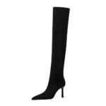 BIGTREE SHOES 365-6 European and American Style Winter Fashion Simple Boots Super High Heel Suede Pointed Toe Pedicure Skim-Fit over-the-Knee Boots - Image 5