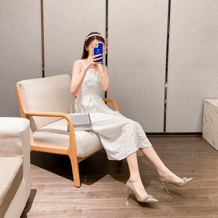 829-90 Wedding Bridal Shoes Pointed High Heels Women's Stiletto Heel Wedding Banquet Shoes - Image 3