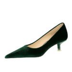 Bigtree Shoes 237-6 European and American Fashion Minimalist Banquet Women's Shoes Stiletto Mid-Heel Shallow Mouth Pointed Thick Suede Suede Pumps - Image 5