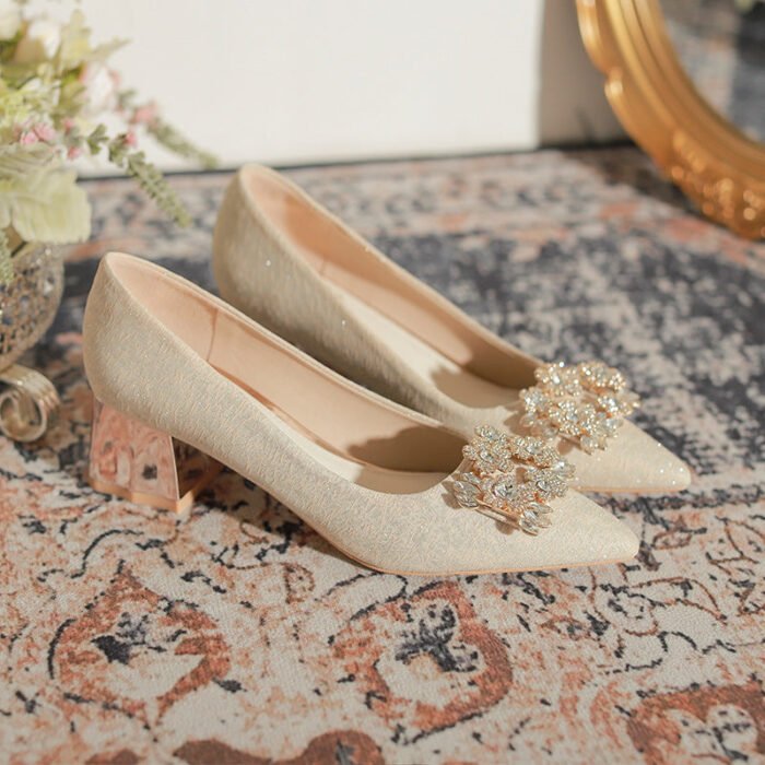 5118-6 Chunky Heel High Heels Women's New Wedding Shoes High-Grade Wedding Women's Shoes - Image 4
