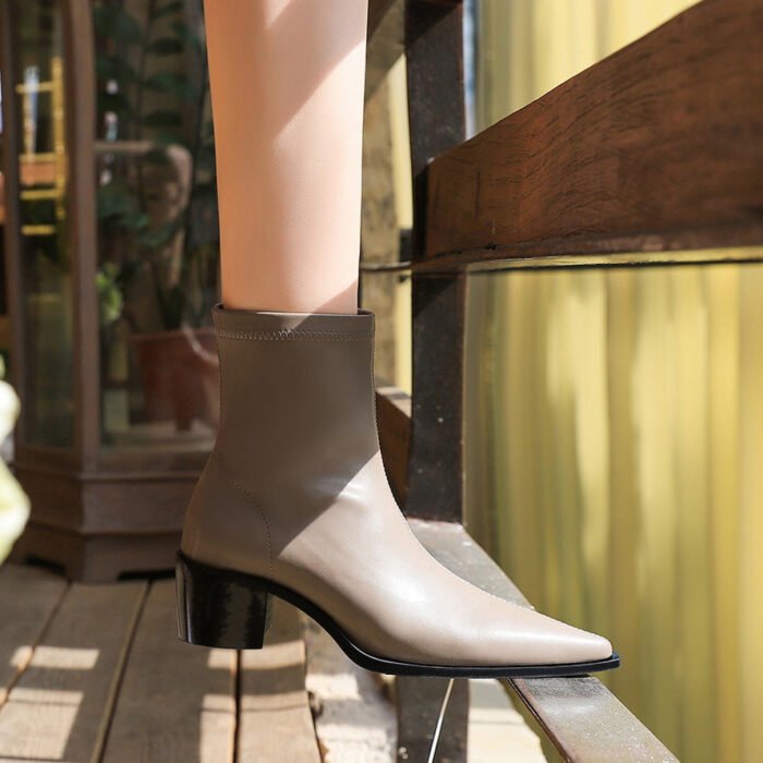 BIGTREE SHOES 009-12 Retro European American Style Fashion Simple Thick Very High Very Pointed Toe Sexy Thin Short Boots Female Boots Knight Boots - Image 3