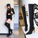 BIG TREE SHOES 315-A9 European and American Style Simple High Heel Pointed Elastic Lycra Thinner Pedicure Leg Repair over-the-Knee Boots - Image 3