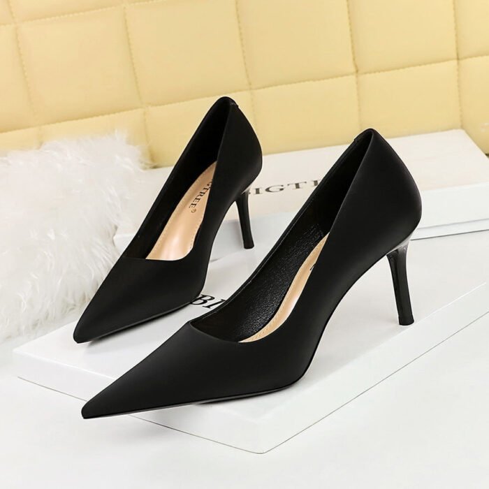 BIGTREE SHOES 3265-a1 European and American Style Fashion Simple Stiletto Heel Shallow Mouth Pointed Toe All-Matching Commuter High Heels Women's Thin Shoes - Image 1