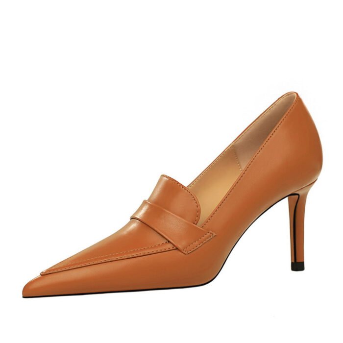 BIG TREE SHOES 837-5 Retro Europe and America High Heels Women's Shoes Stiletto Heel Pointed Toe High-Cut Shoes Pedicure Slimming Deep Mouth Women's Shoes - Image 5