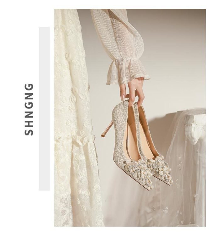 840-12 Rhinestone Pearl High Heels Women Xiuhe Wedding Shoes Stiletto Pointed Toe Large and Small Size Party Shoes - Image 14