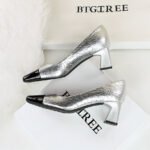 BIGTREE SHOES 5299 Korean Style Banquet Women's Shoes Mary Jane Crack Patchwork Commuter High Heels Mid Heel Chunky Heel Square Toe Simple Single Shoes - Image 4