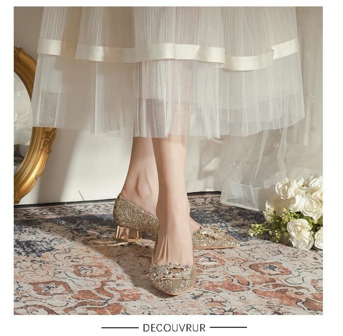 3119-5 French Wedding Shoes Bridal Women's Shoes Xiuhe Main Wedding Dress Bridesmaid Shoes High-Grade Crystal High Heels Annual Meeting - Image 8